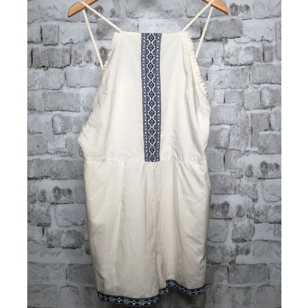 Tularosa Revolve Brand Women's Size L Boyd Romper Embroidered Ivory Blue NWOT